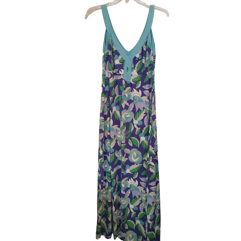 Boden Dress Maxi Floral Print Sleeveless Sz 8 Blues White